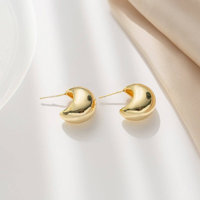 Minimalist Titanium Steel U-Shaped Hollow Hoop Earrings for Women with Polished Finish and Hypoallergenic Titanium Posts