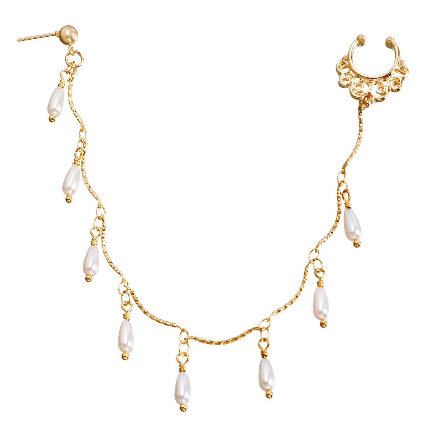 Ethnic Teardrop Geometric Plated Alloy Nose Ring with Tassel for Unisex