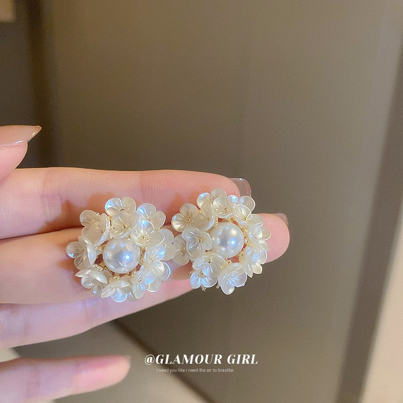 Orecchini a perno con perle stile vintage francese elegante con perni in acciaio placcato per donna, uso quotidiano, design rotondo geometrico minimalista, look di lusso