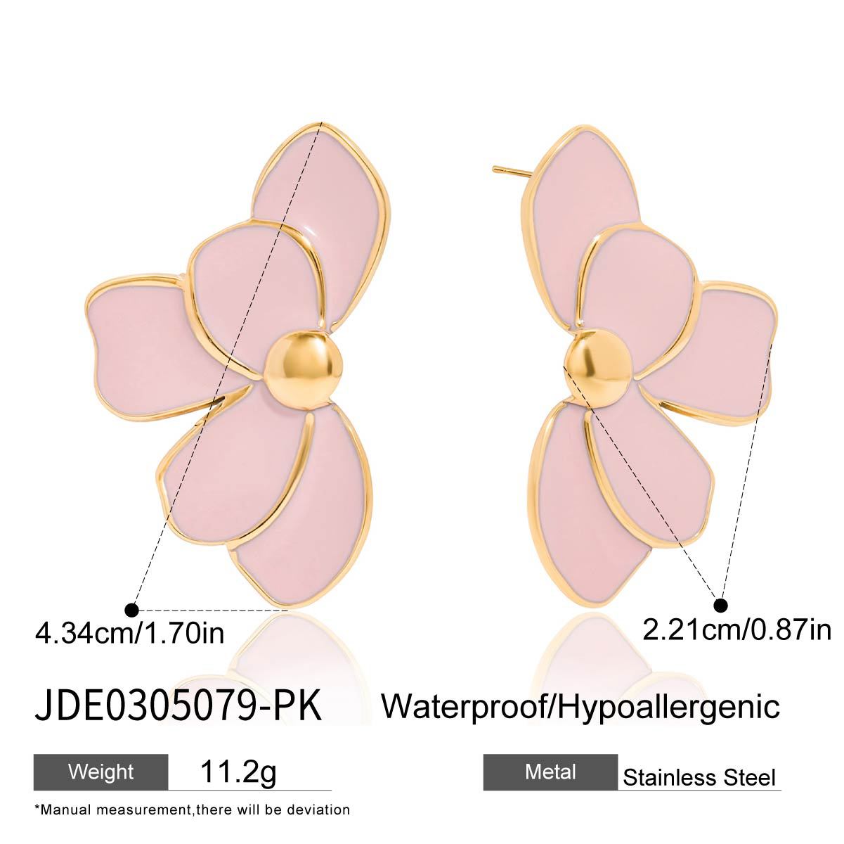 Orecchini da donna geometrici minimalisti in acciaio inossidabile smaltato con motivo floreale, ipoallergenici e resistenti allo sbiadimento