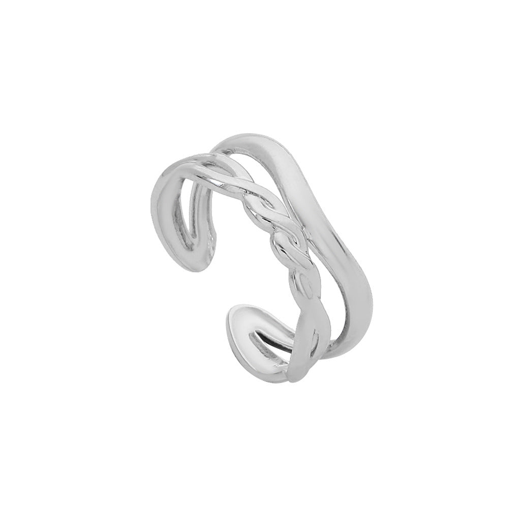 Minimalist Geometric Round Plated Titanium Steel Adjustable Open Ring Unisex