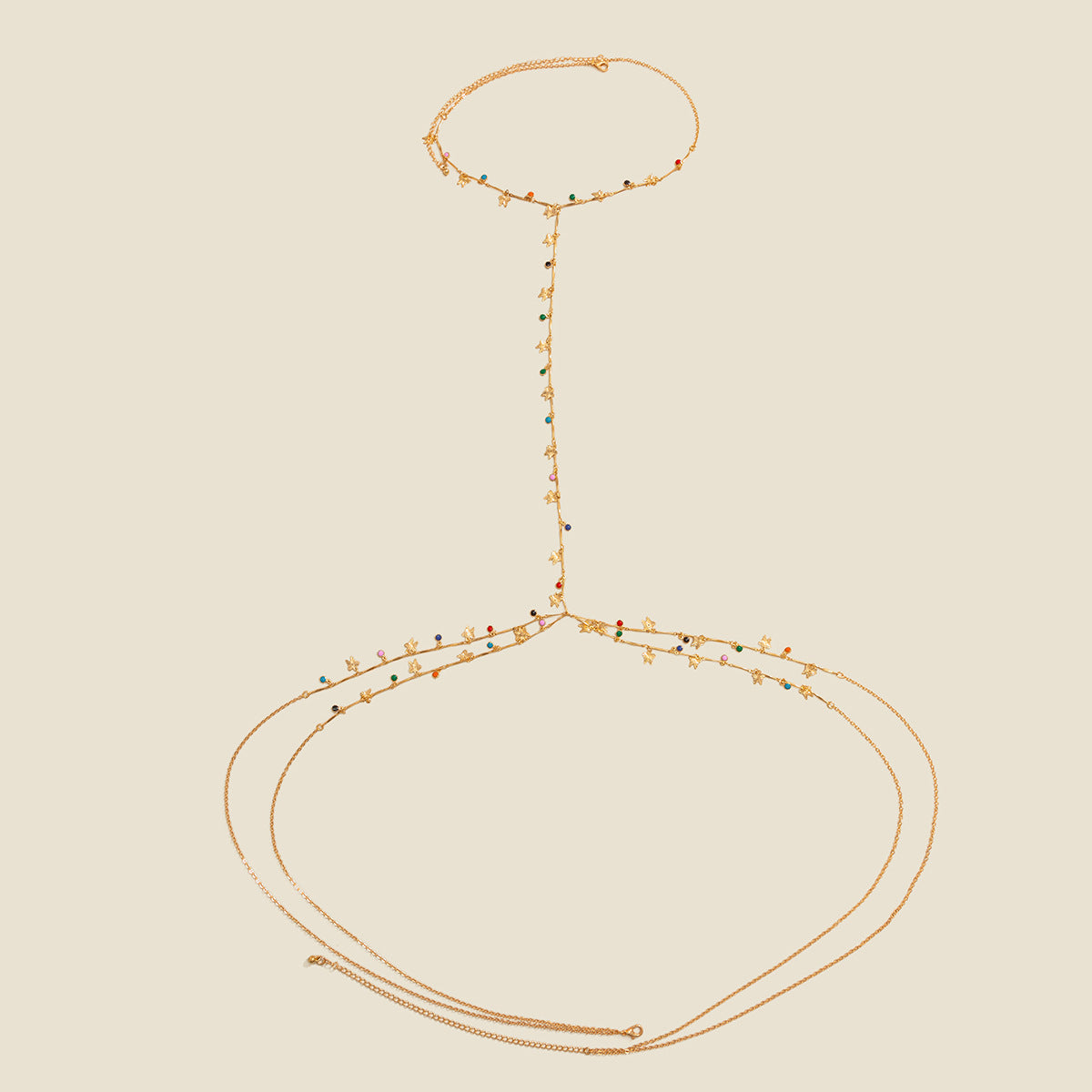 Ethnic Star Moon Drip Oil Alloy Body Chain for Women