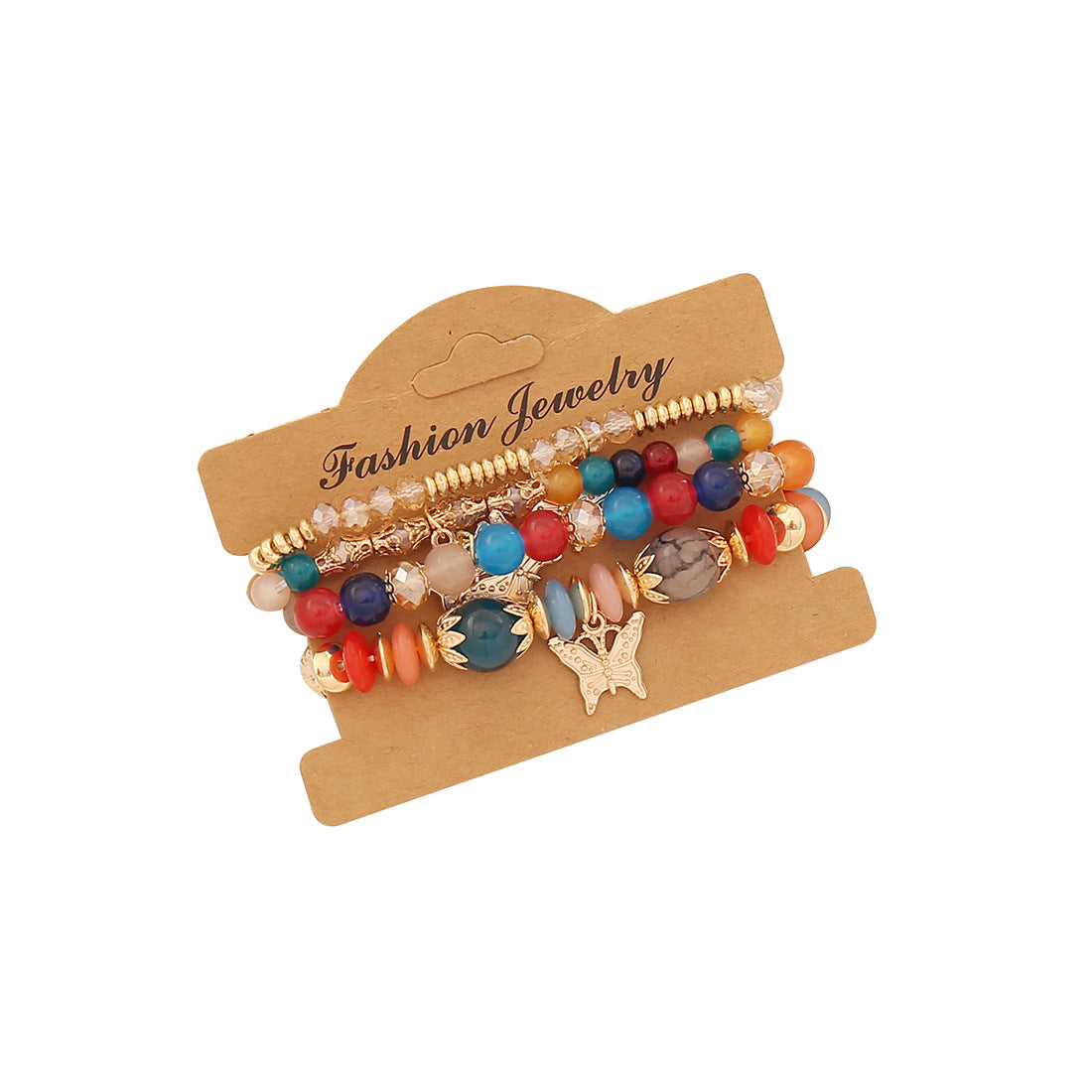 Set di braccialetti bohémien con perline a farfalla in argilla polimerica con finitura artigianale da donna