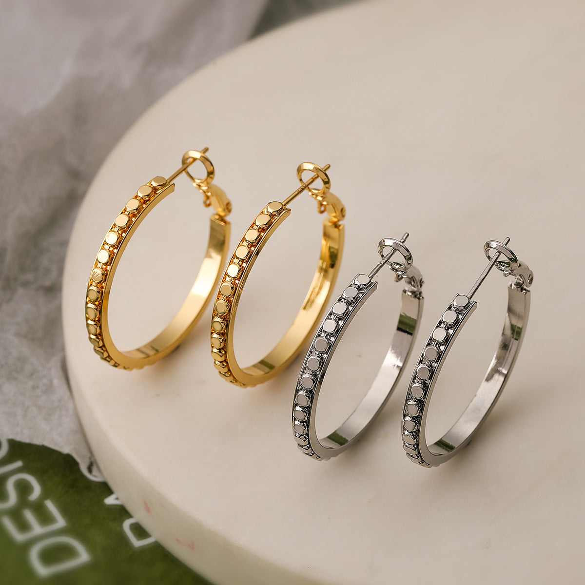 Minimalist Geometric Copper Hoop Earrings with Gold Plating for Women, Irregular Shape Fashion Ear Jewelry