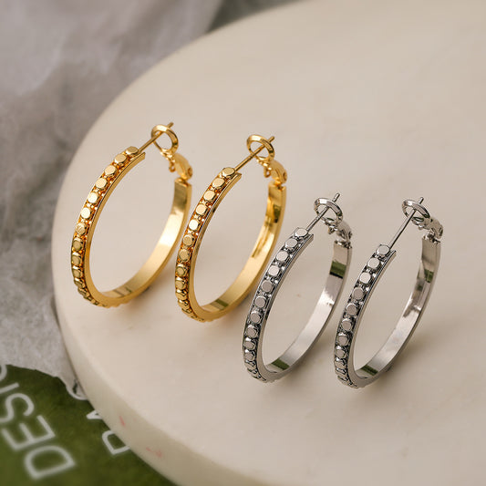 Pendientes de aro geométricos minimalistas de cobre con baño de oro para mujer, joyas de moda con forma irregular