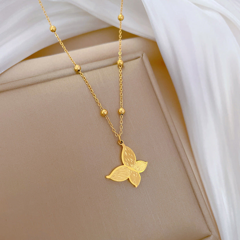 Minimalist Titanium Steel Butterfly Geometric Collar Necklace