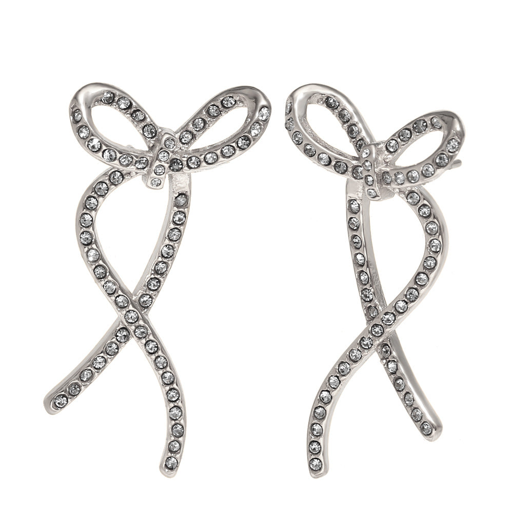 Orecchini da Donna Minimalisti a Fiocco in Acciaio Inox Placcato Oro 18K
