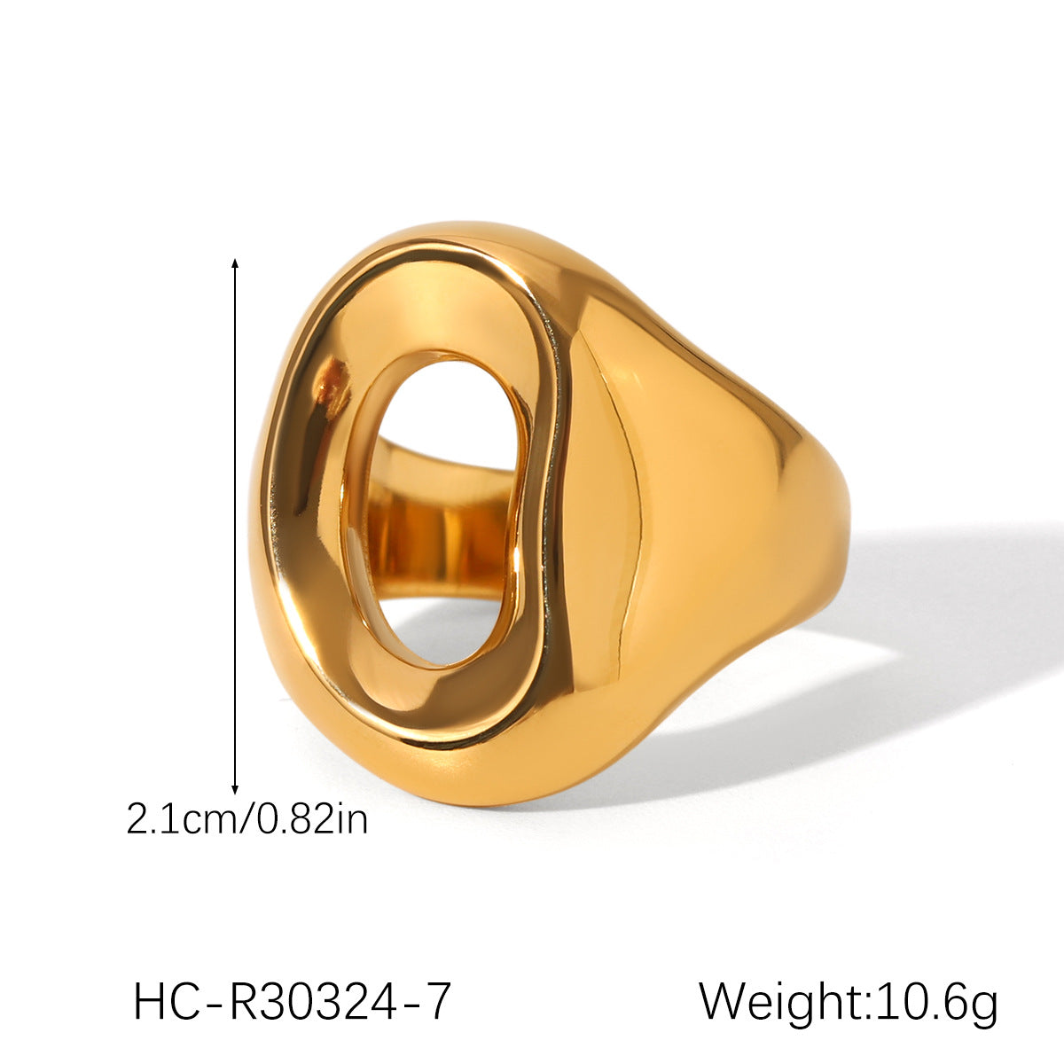 Anello in Acciaio Inossidabile Geometrico Minimalista Traforato da Donna con Forma a Cuore e Finitura Lucida