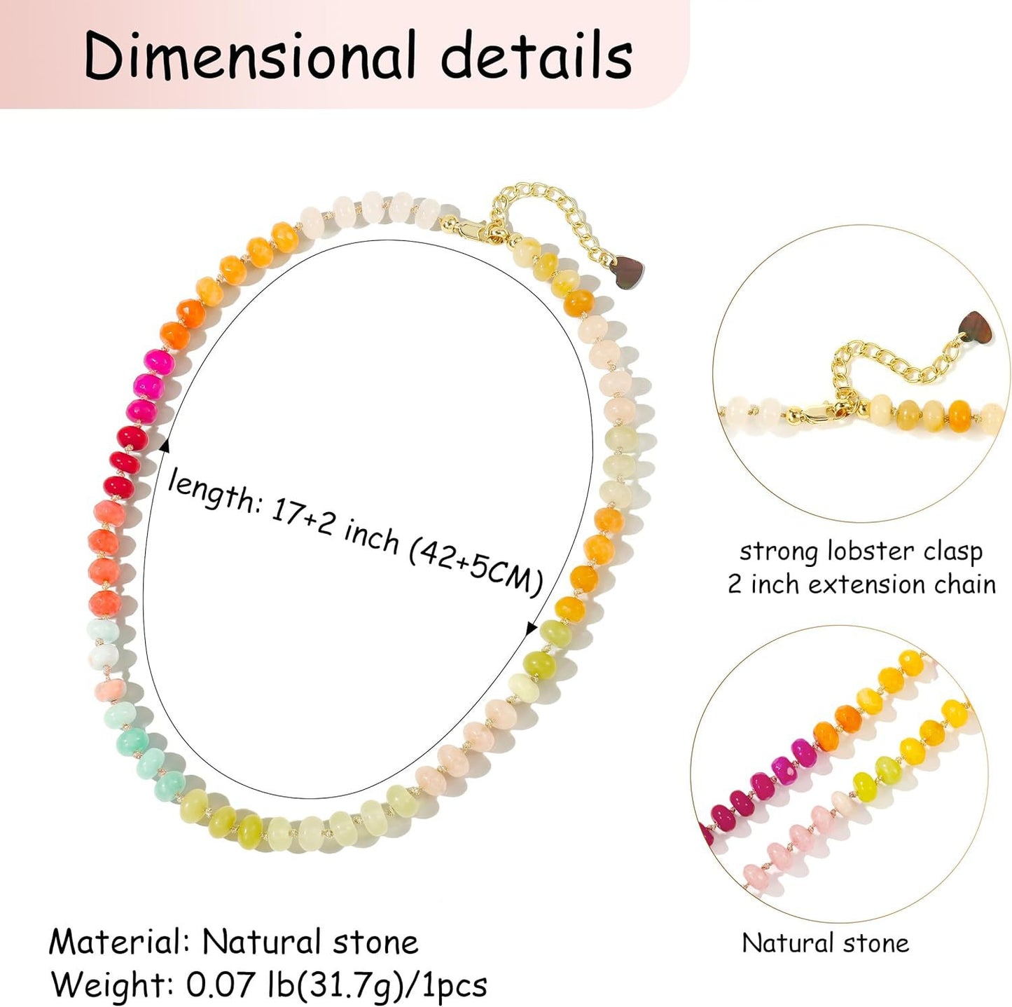 Casual Geometric Agate and Acrylic Beaded Necklace with Rainbow Gradient Pattern for Unisex