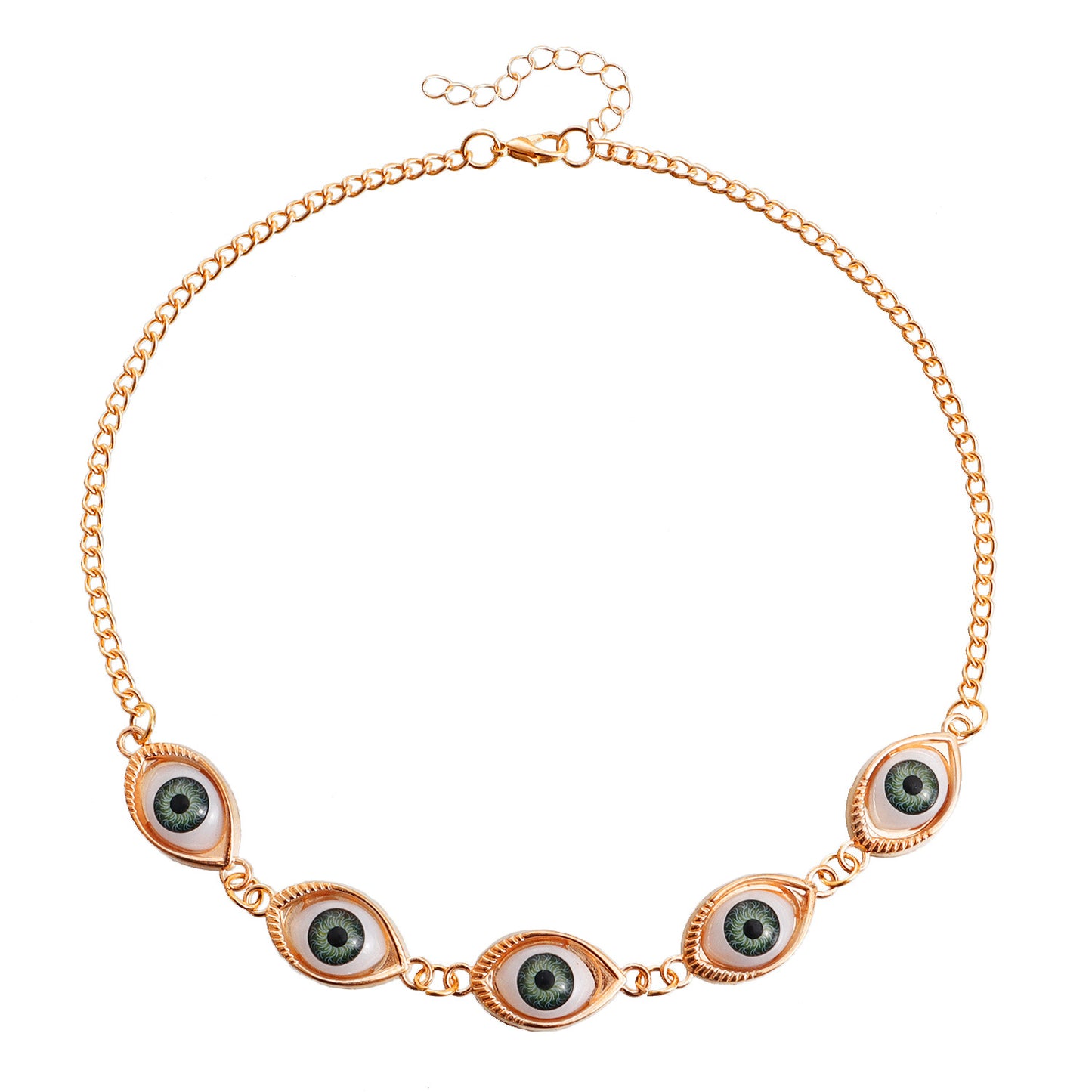 Punk Style Single-Layer Green Eye Waist Chain for Women Made of Metal Casual Vacation Body Jewelry