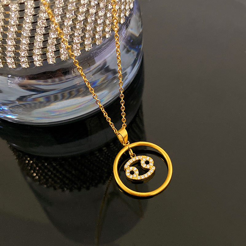 Sporty Sweet Gold Plated Titanium Steel Necklace with Brass Pendant for Unisex