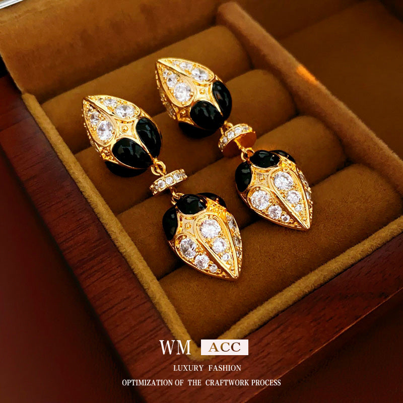 Vintage Geometric Earrings for Women with Copper Base and Electroplated Finish, Minimalist Retro Jewelry