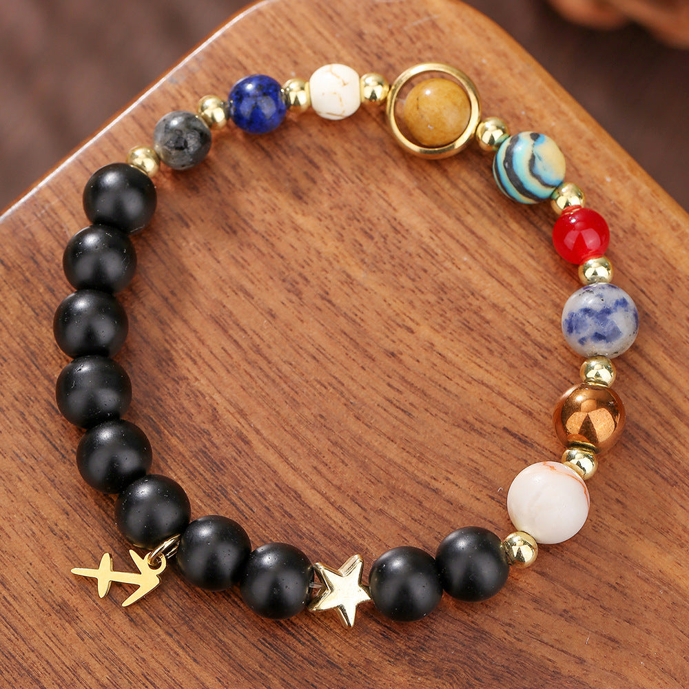 Constellation Geometric Stainless Steel and Alloy Beaded Bracelet with Natural Gemstone for Unisex