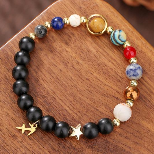 Constellation Geometric Stainless Steel and Alloy Beaded Bracelet with Natural Gemstone for Unisex