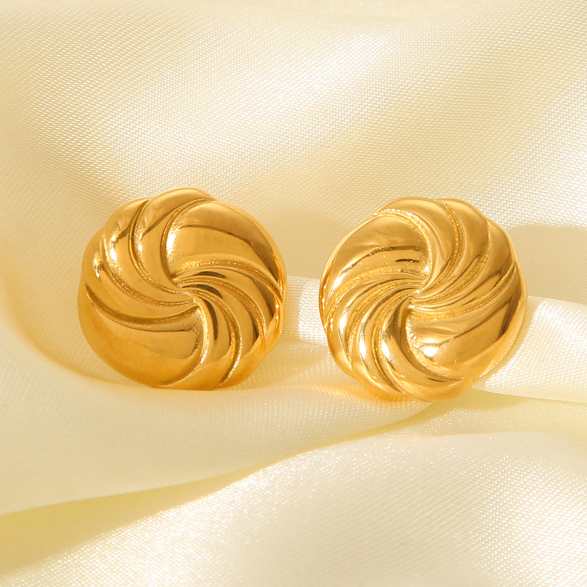 INS Style Geometric Circular Swirl Titanium Steel Earrings for Women with Plating Finish