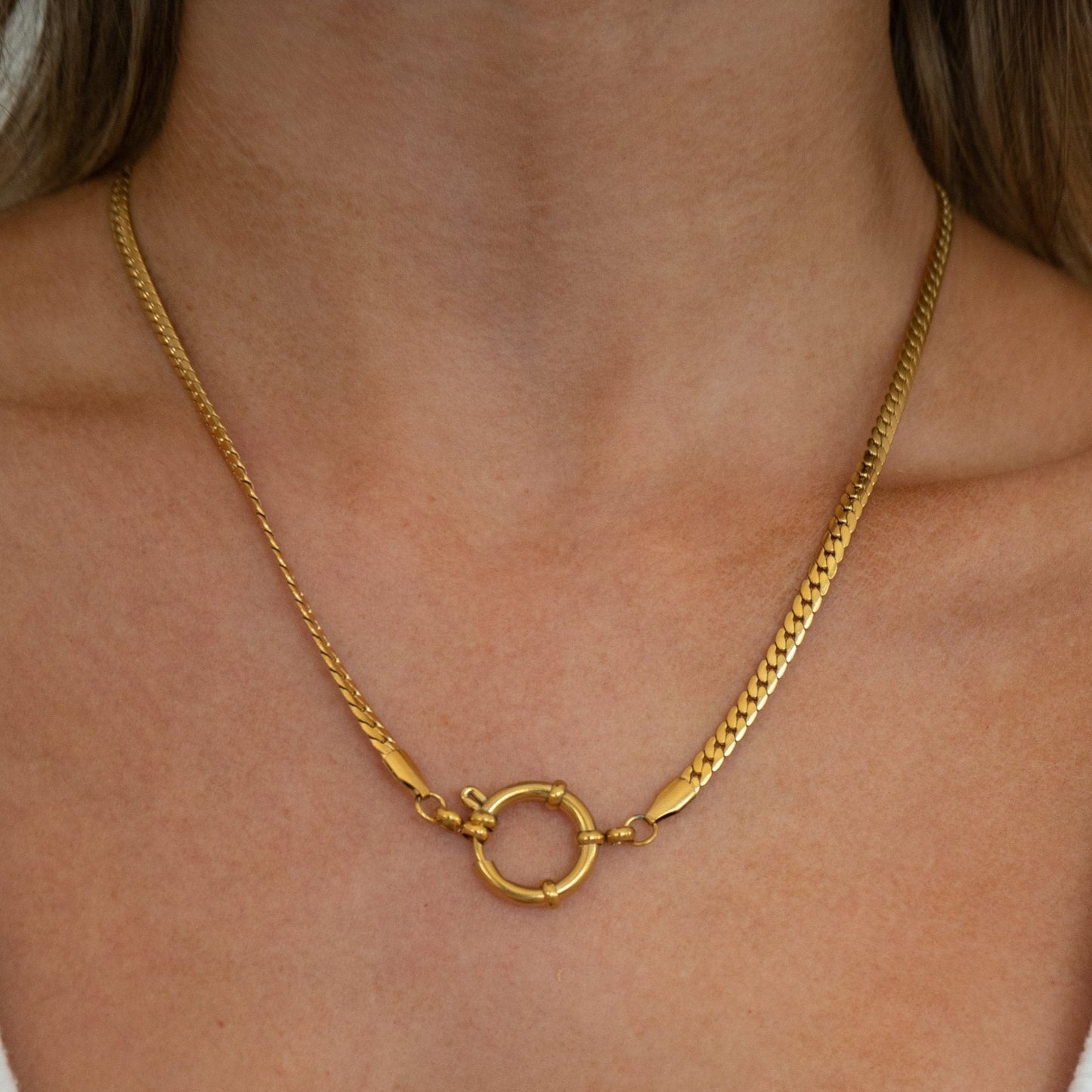 Minimalist Geometric Heart Stainless Steel PVD 18K Gold Plated DIY Charm Bar Necklace