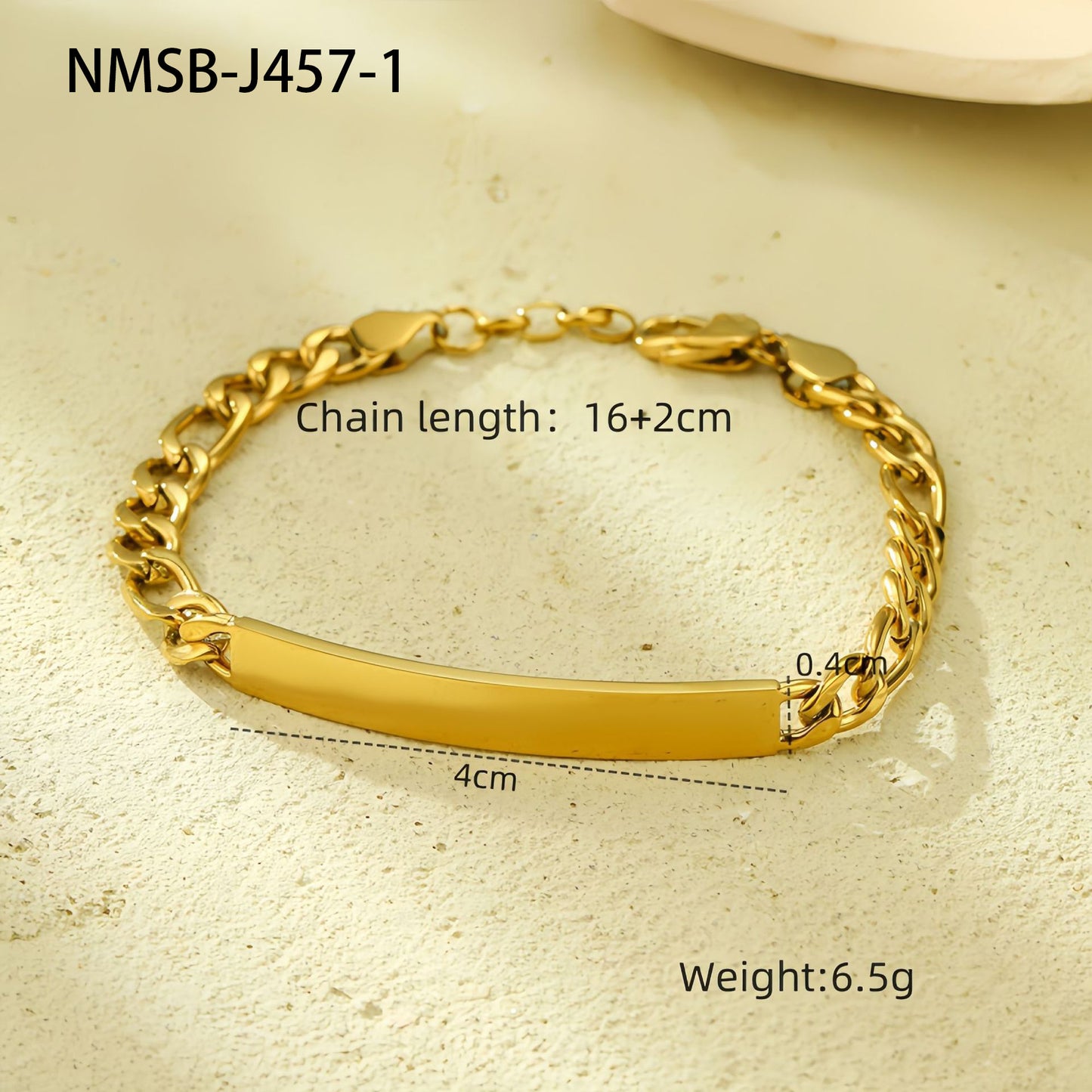 Fashionable Geometric Stainless Steel Bracelet with 18K Gold Plating and Zircon Inlay for Women