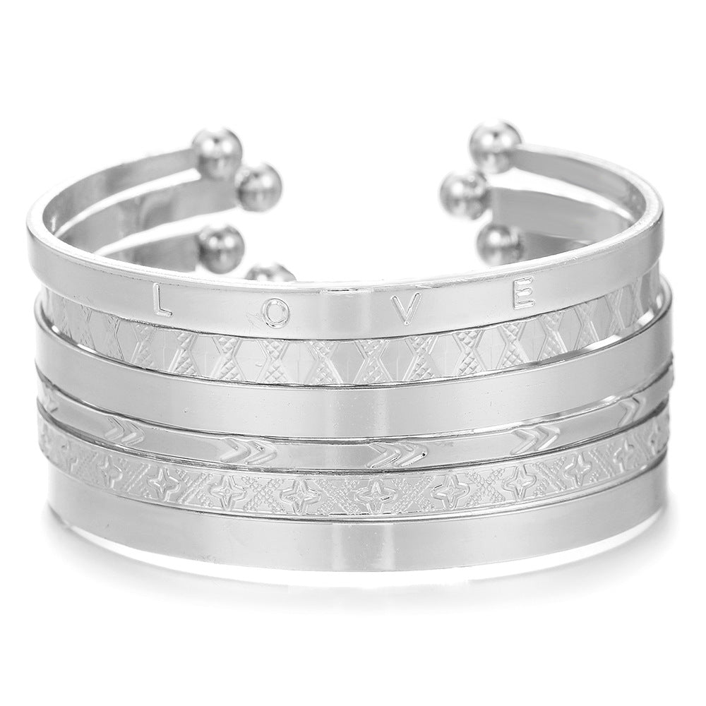 Bohemian Multi-Layer Plated Alloy Bracelet Set for Women