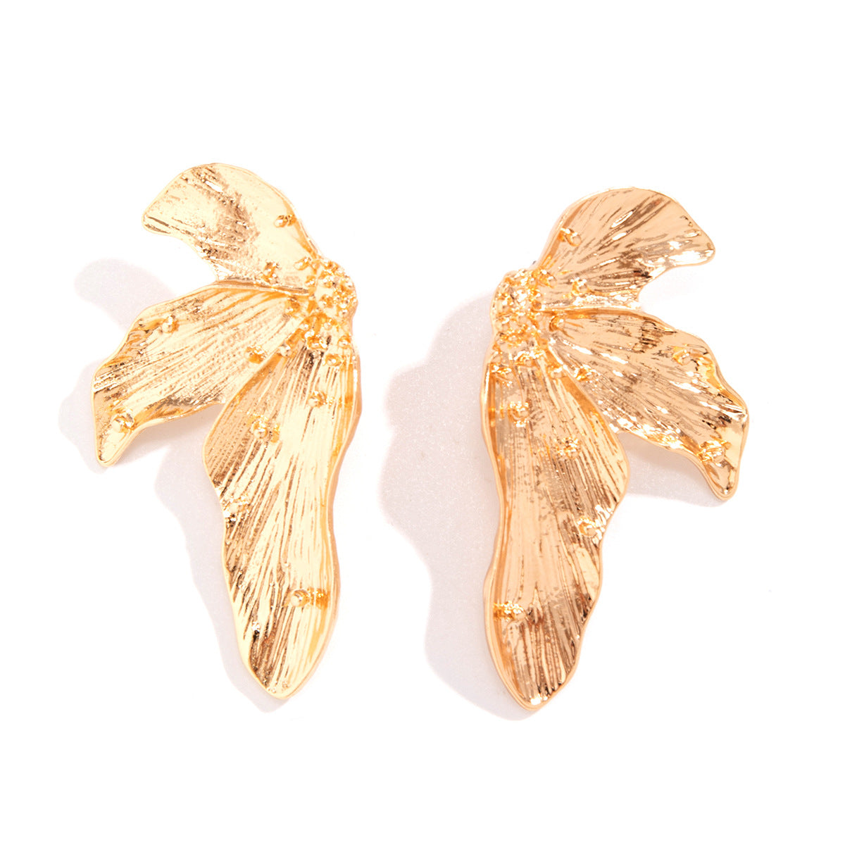 Minimalist Botanical Leaf Earrings for Women in Alloy with Electroplated Finish and Stainless Steel Posts