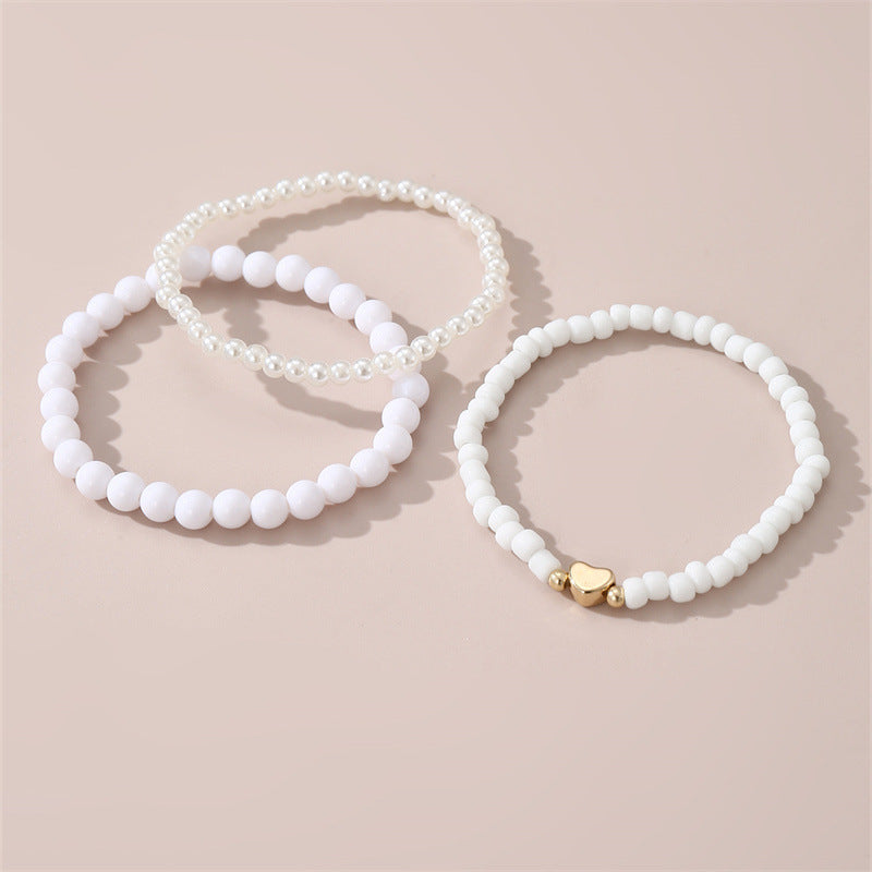 Bracciale minimalista a forma di cuore con perle finte per bambine dai 6 ai 10 anni e oltre, elegante gioiello da mano con finitura artigianale