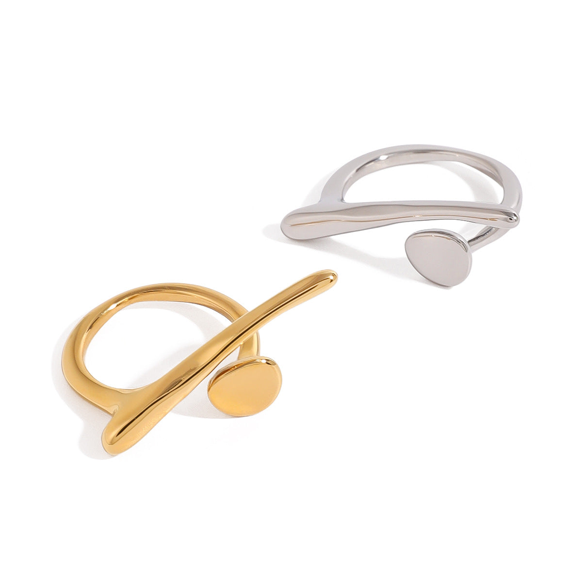 Anillo irregular de acero inoxidable con chapado para mujer, sortija de moda llamativa