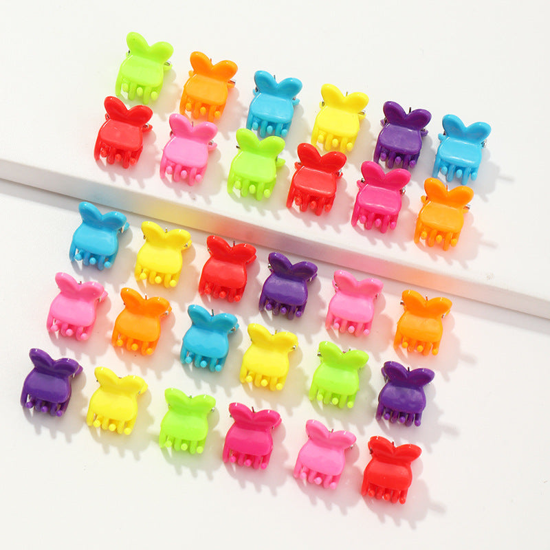 Cute Rabbit-Shaped Plastic Hair Clips for Girls, Enamel-Finished Children's Hair Accessories Set of 30 Assorted Colors