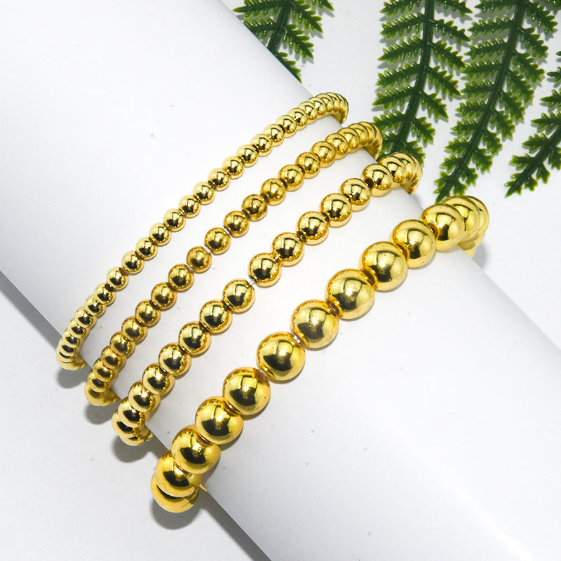 Sweet Geometric Round Hematite Gold Plated Ball Chain Bracelet Unisex