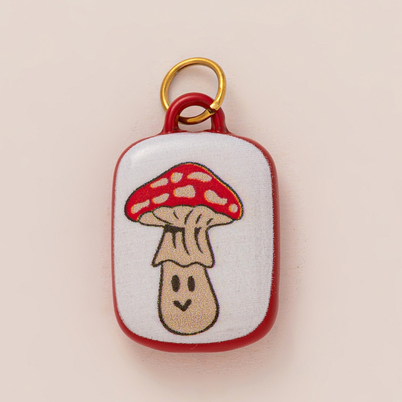 18K Gold Plated Square Cartoon Stainless Steel Pendant Charm Bar on Titanium Steel Cable Chain