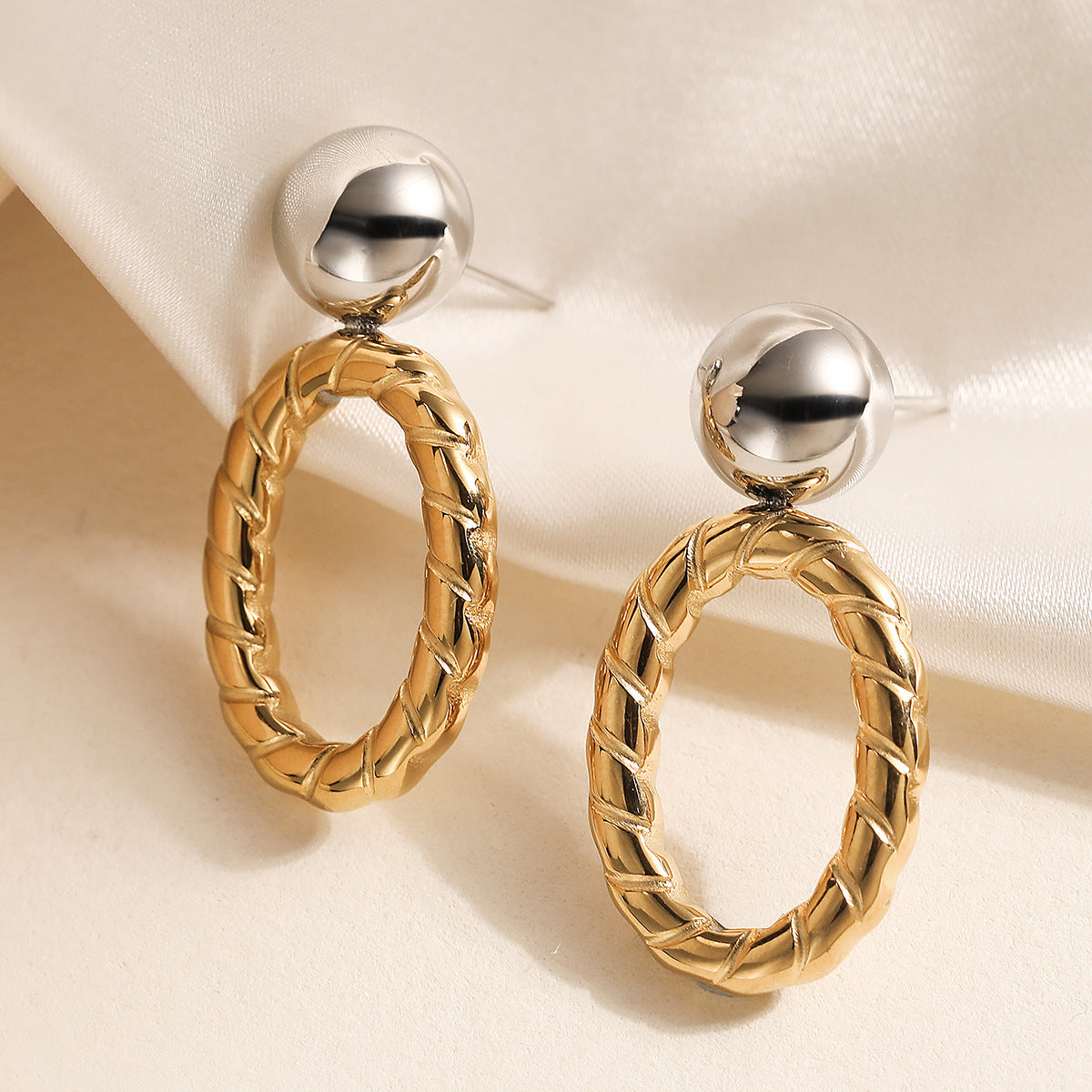 Minimalist Geometric 18K Gold Plated Stainless Steel Earrings for Women