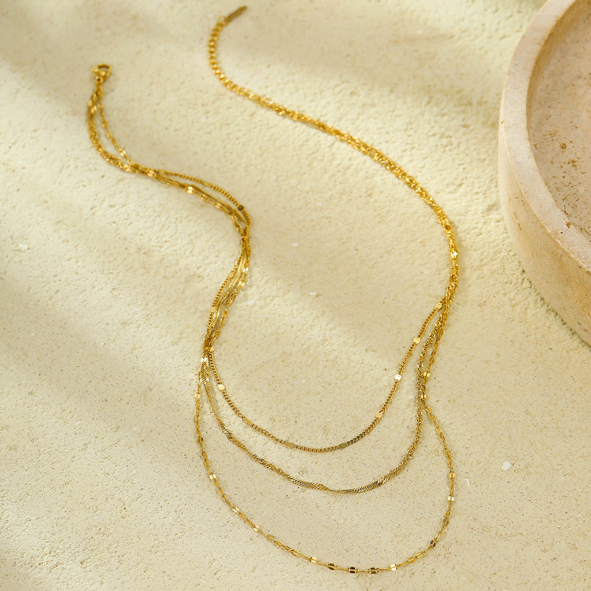Collana da donna con ciondolo a catena placcato in acciaio inossidabile geometrico, stile OL alla moda, con tonalità oro 18K