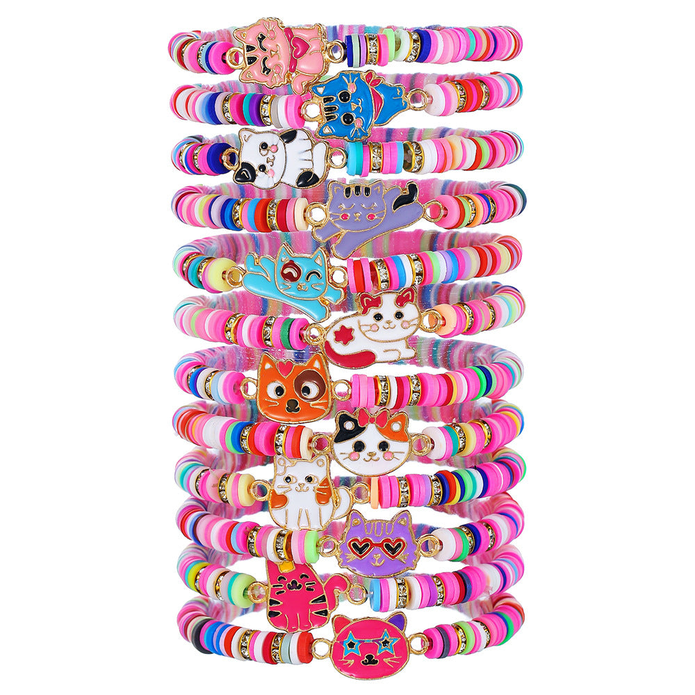 Cartoon Animal Butterfly Soft Resin Bracelet for Kids Unisex Multi-layer Colorful Hand Rope