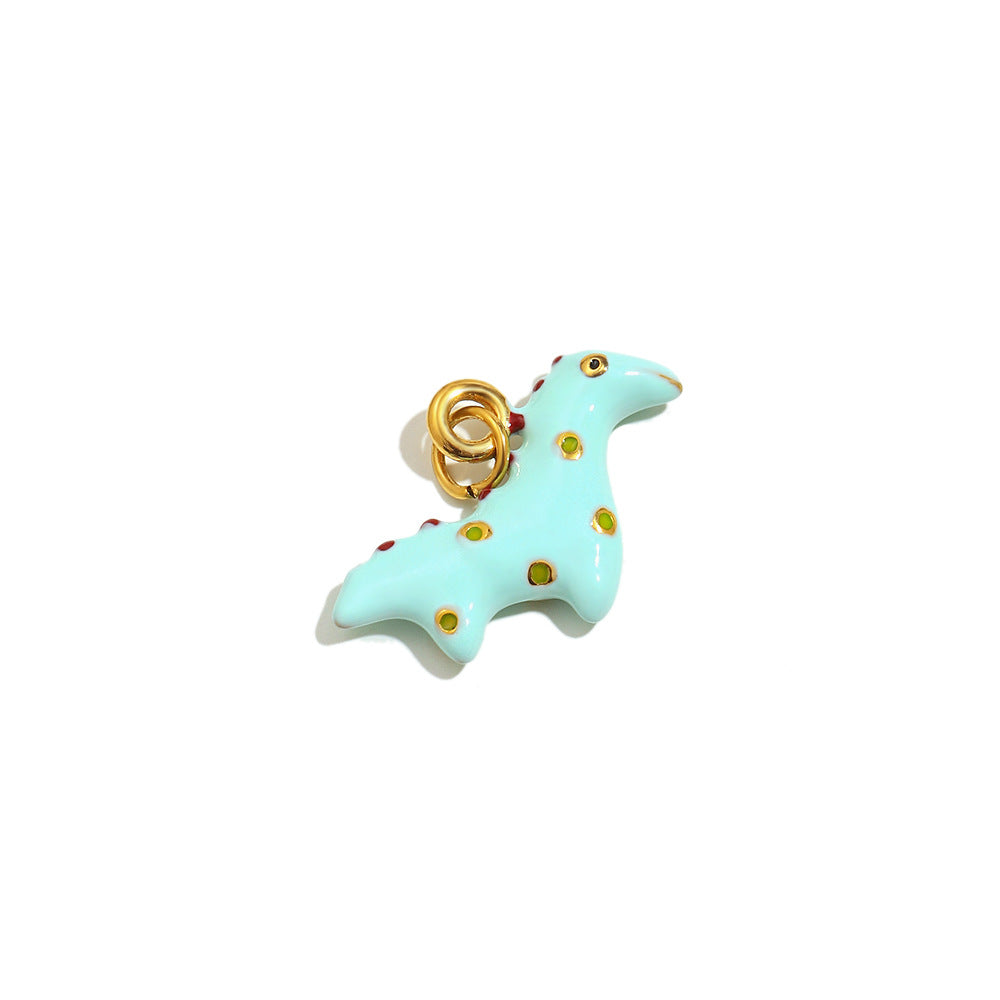 18K Gold Plated Drip Oil Animal Shape Stainless Steel Charm Bar