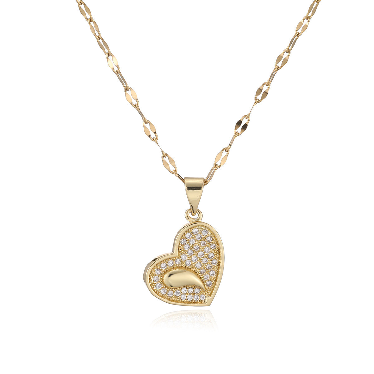 Minimalist Geometric Heart Brass Pendant Necklace for Women