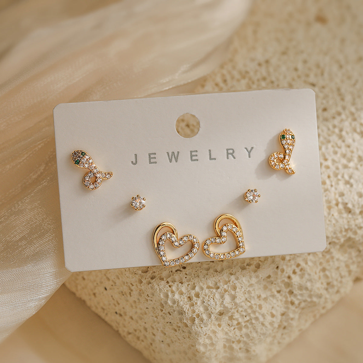 Minimalist Geometric Copper Earrings with 18K Gold Plating and Micro-Paved Zirconia for Women