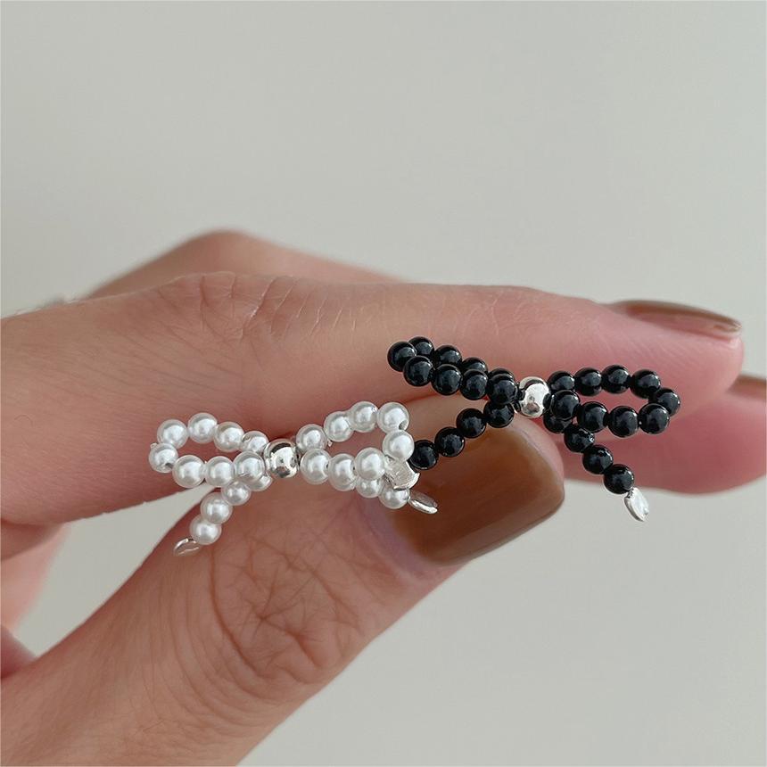 Minimalist Bow Knot Pearl Earrings in 925 Sterling Silver with Electroplated Finish for Women