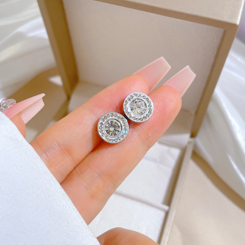 Minimalist Sweet Geometric Titanium Steel Plated Stud Earrings
