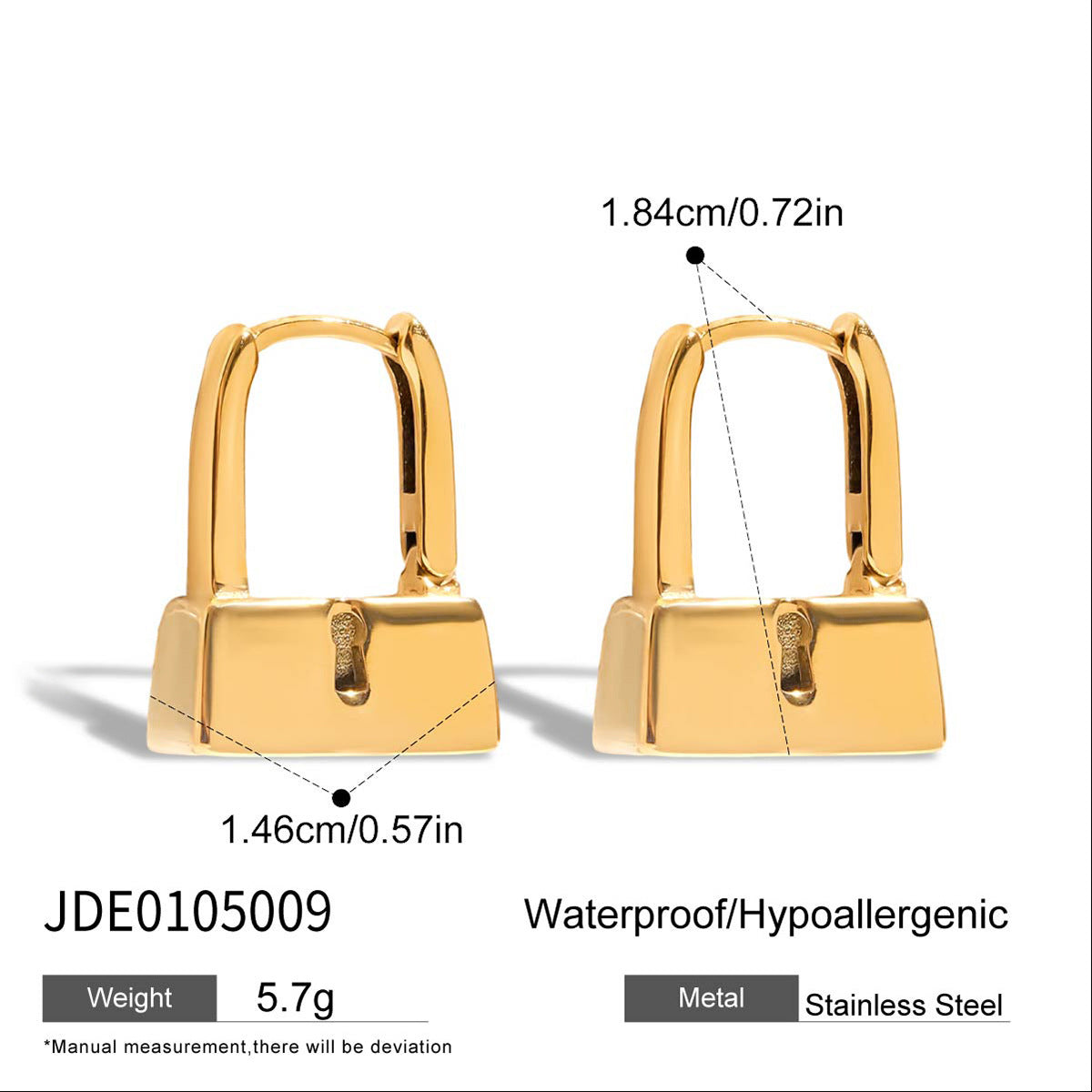 Orecchini geometrici in acciaio inossidabile placcato oro da donna, accessorio di moda minimalista, orecchini a perno in acciaio al titanio ipoallergenico