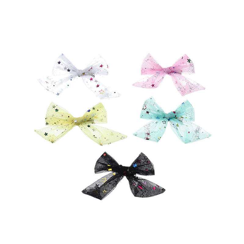 Set di fermagli per capelli con fiocco a fumetto a forma di farfalla in tulle a rete e paillettes per bambine dai 6 ai 10 anni