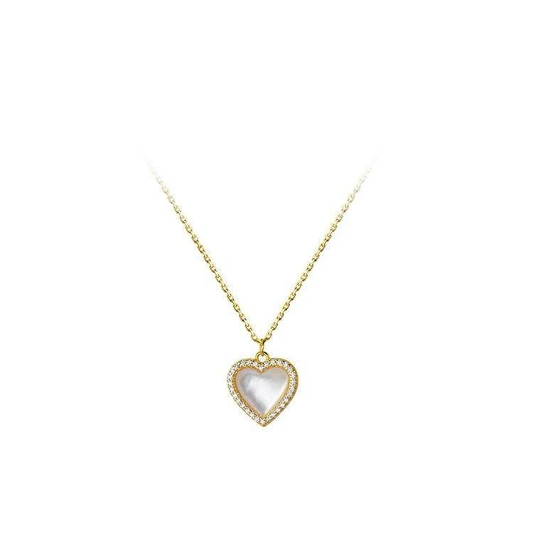 Minimalist Heart-Shaped Rhinestone Pendant Necklace for Women in Titanium Steel with Plated Finish and O-Chain