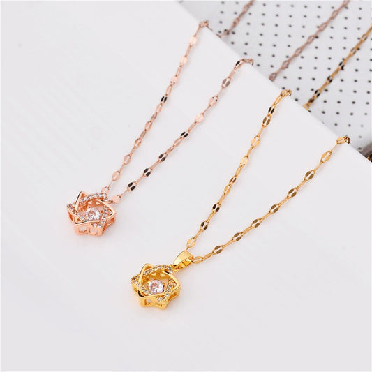 Collana Pendente da Donna a Cuore Minimalista in Acciaio al Titanio con Finitura Placcata
