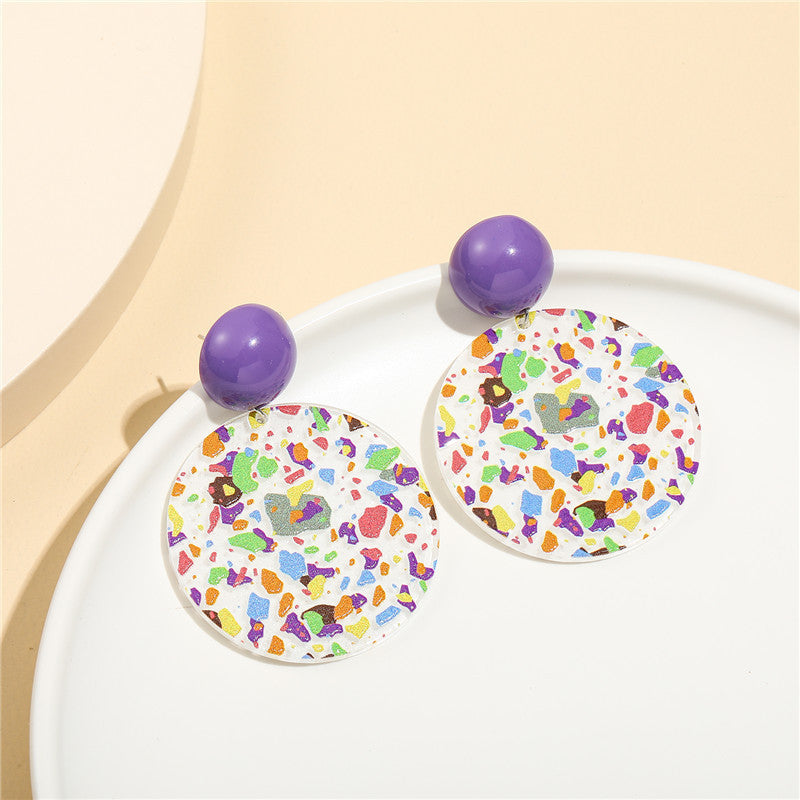 Orecchini acrilici geometrici mimetici colorati per bambini con perni in argento sterling 925