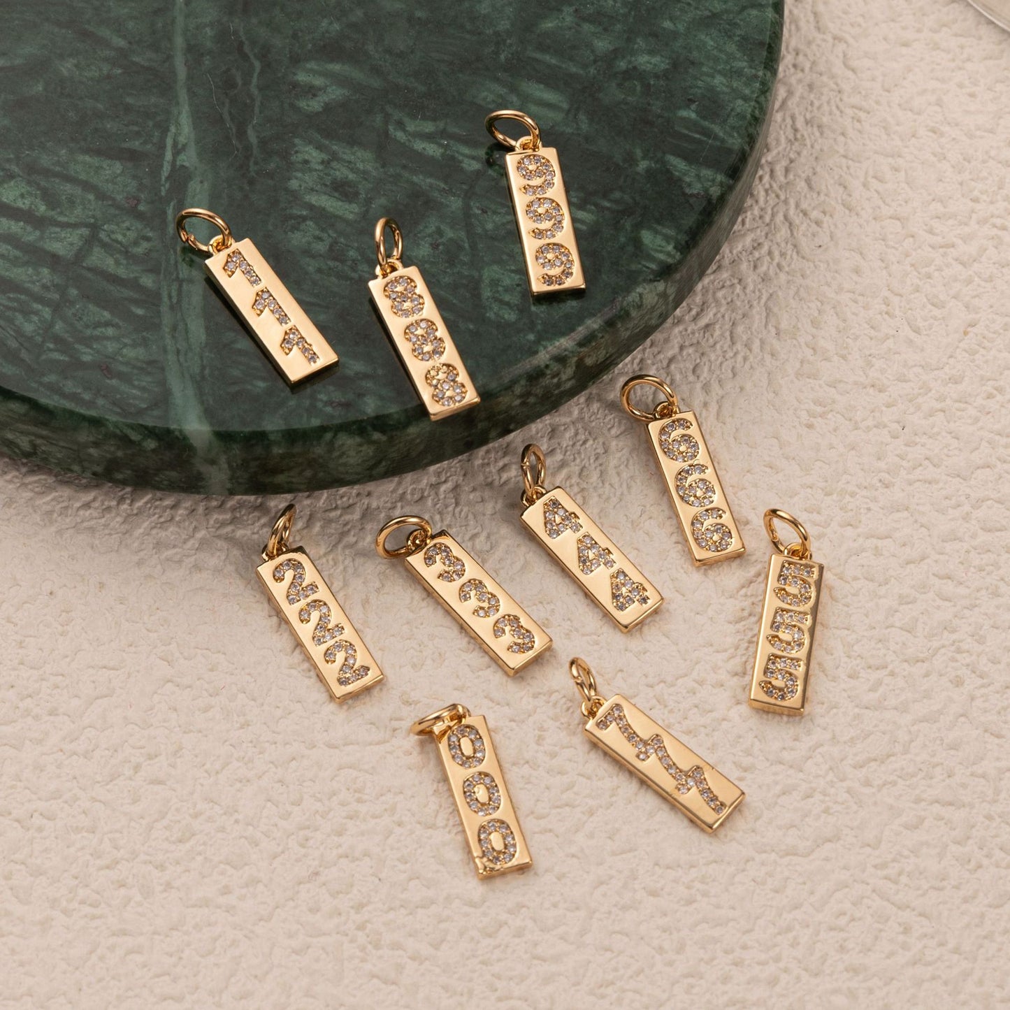 Vintage 18K Gold Plated Number Charm Bar Necklace for Unisex
