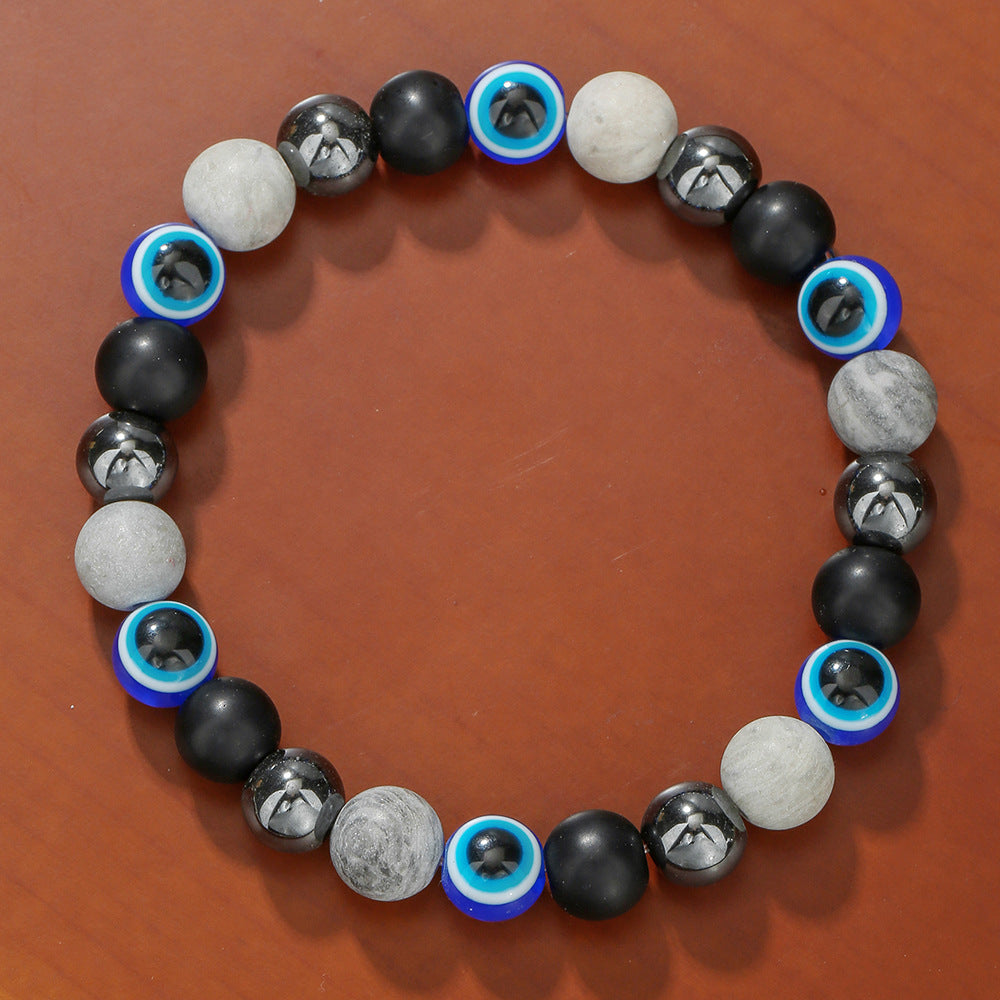 Handmade Natural Tiger's Eye Turquoise Hematite Amethyst Agate Bracelet