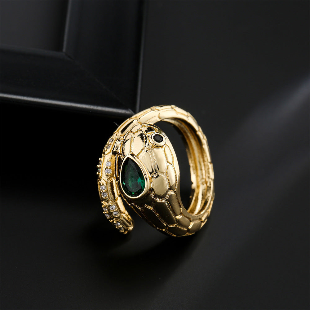 Punk Style Geometric Copper Ring with 18K Gold Plating for Women