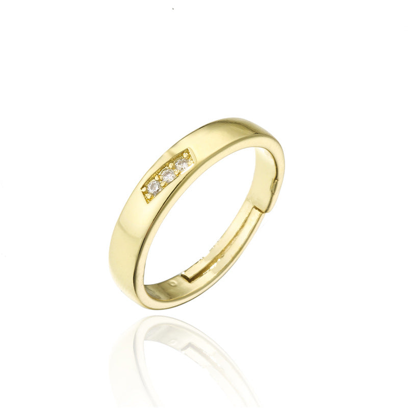 Geometric Brass Micro-set Ring with 18K Gold Plated Finish for Women