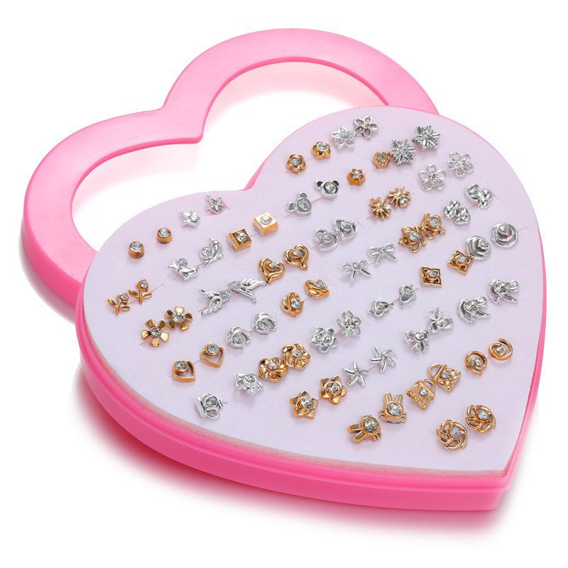 Sweet Cartoon Fruit and Geometric Heart Resin Stud Earrings Set with Stainless Steel Posts for Women