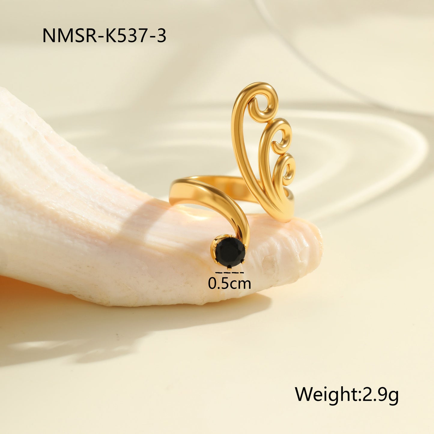 Anillo de acero titanio geométrico minimalista con incrustaciones de diamantes de imitación, banda abierta ajustable para mujer