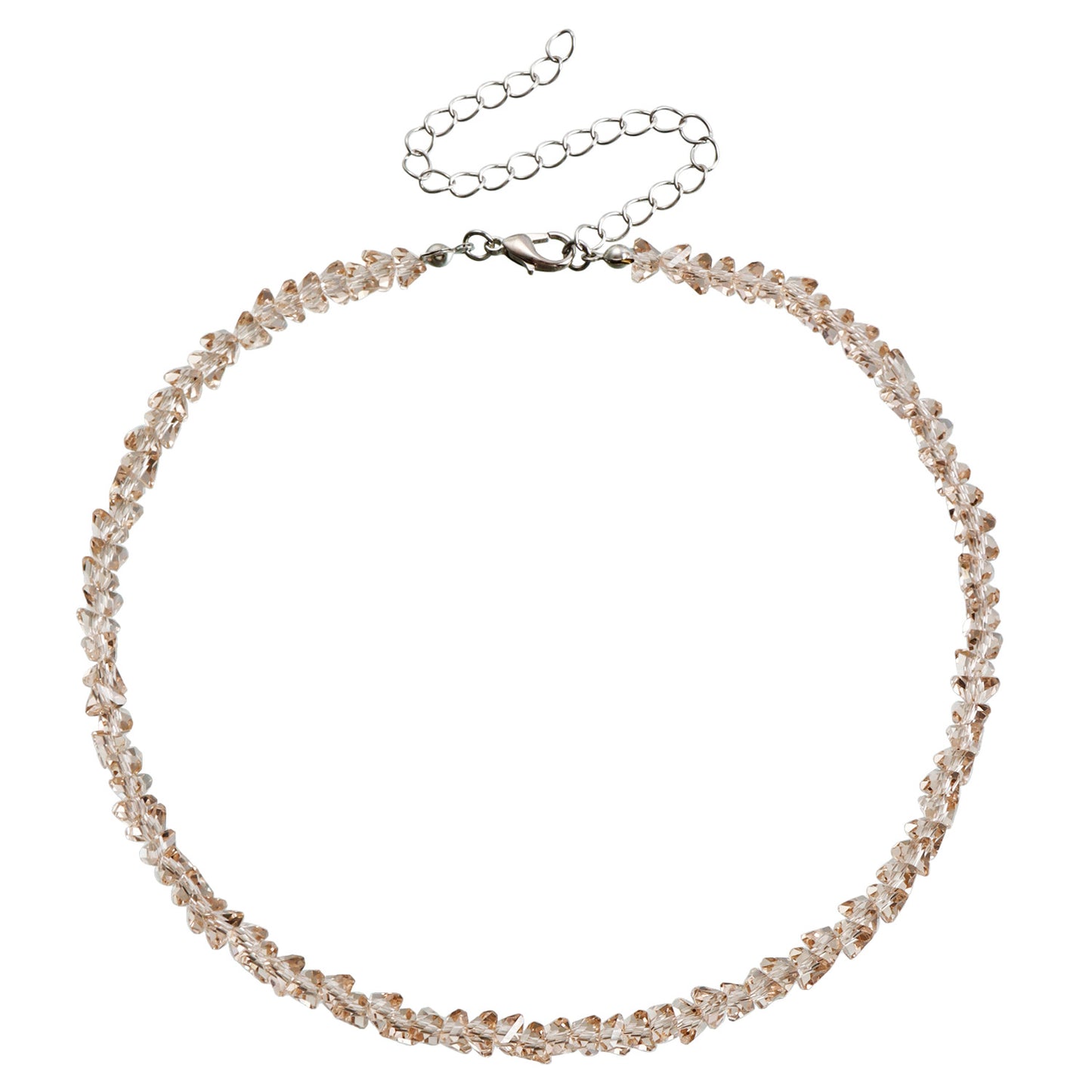 Collar de cuentas de cristal negro estilo geométrico para mujer con acabado chapado y diseño de cadena para clavícula