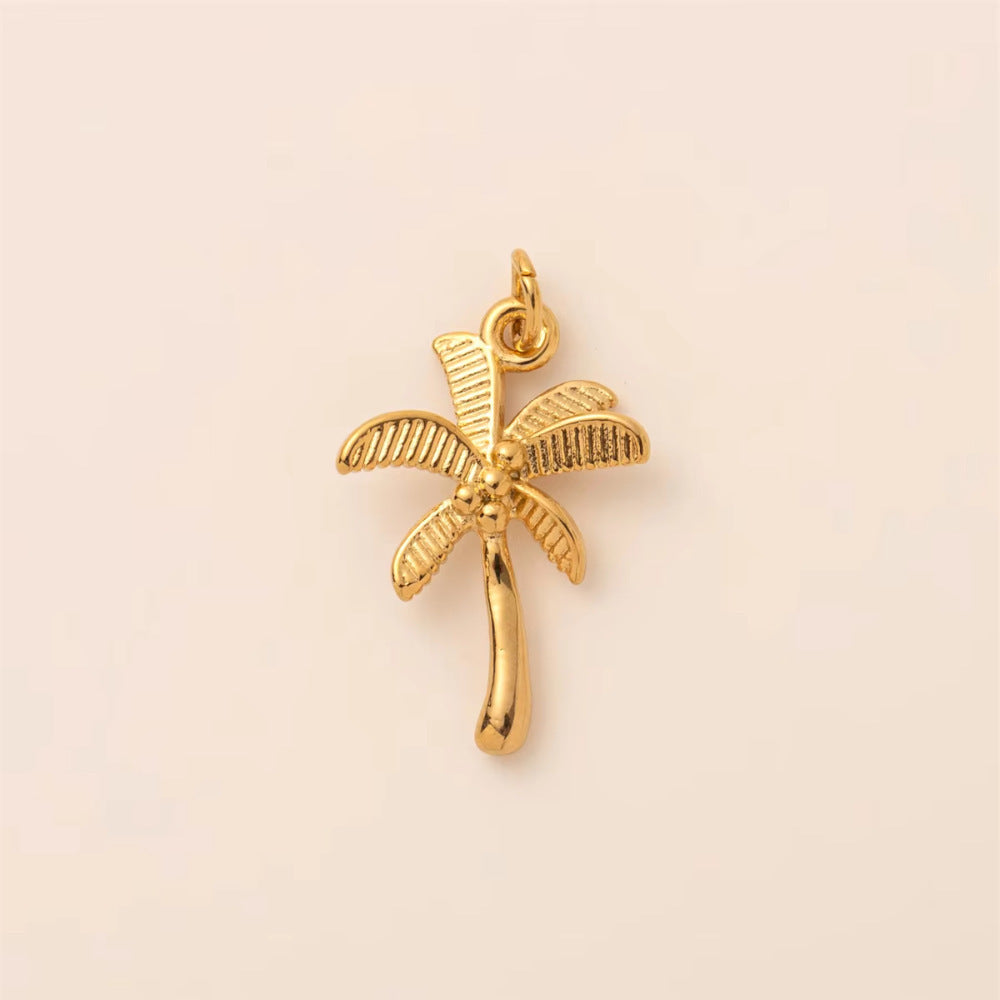 Vintage 18K Gold Plated Stainless Steel Geometric Floral Charm Bar