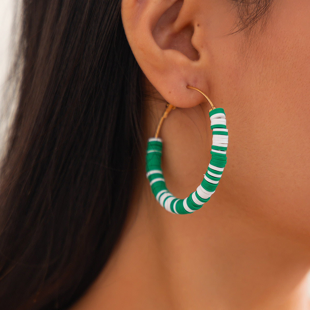 Hand-Painted Geometric Resin Earrings Set with Christmas Bell Charms for Women
